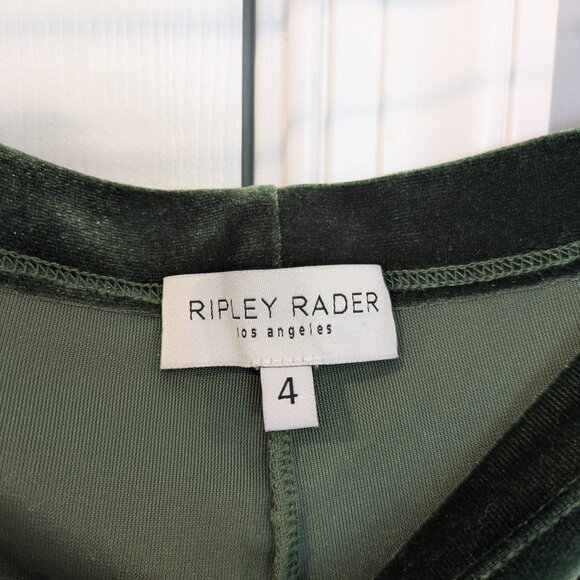 Ripley Rader Olive Green Wide Leg Velvet Pants Size 4 (Large) - Picture 4 of 4